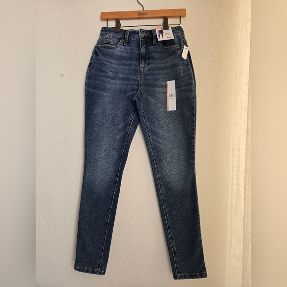 Time and Tru Denim - Time and Tru Dark Blue Curvy Skinny Jeans, High Rise, 4 Regular